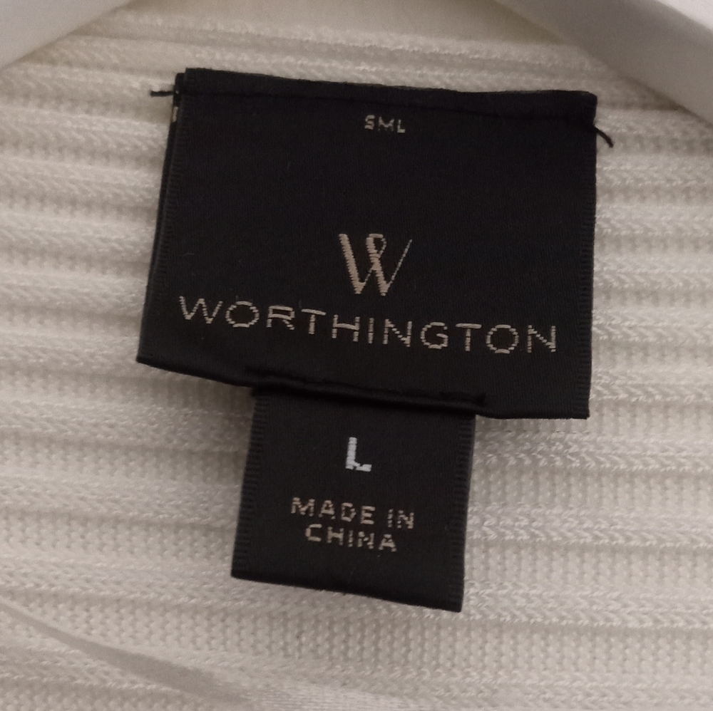 Worthington Waterfall Front Peplum Open Asymmetric Cardigan Sweater - Size: L - Picture 8 of 9